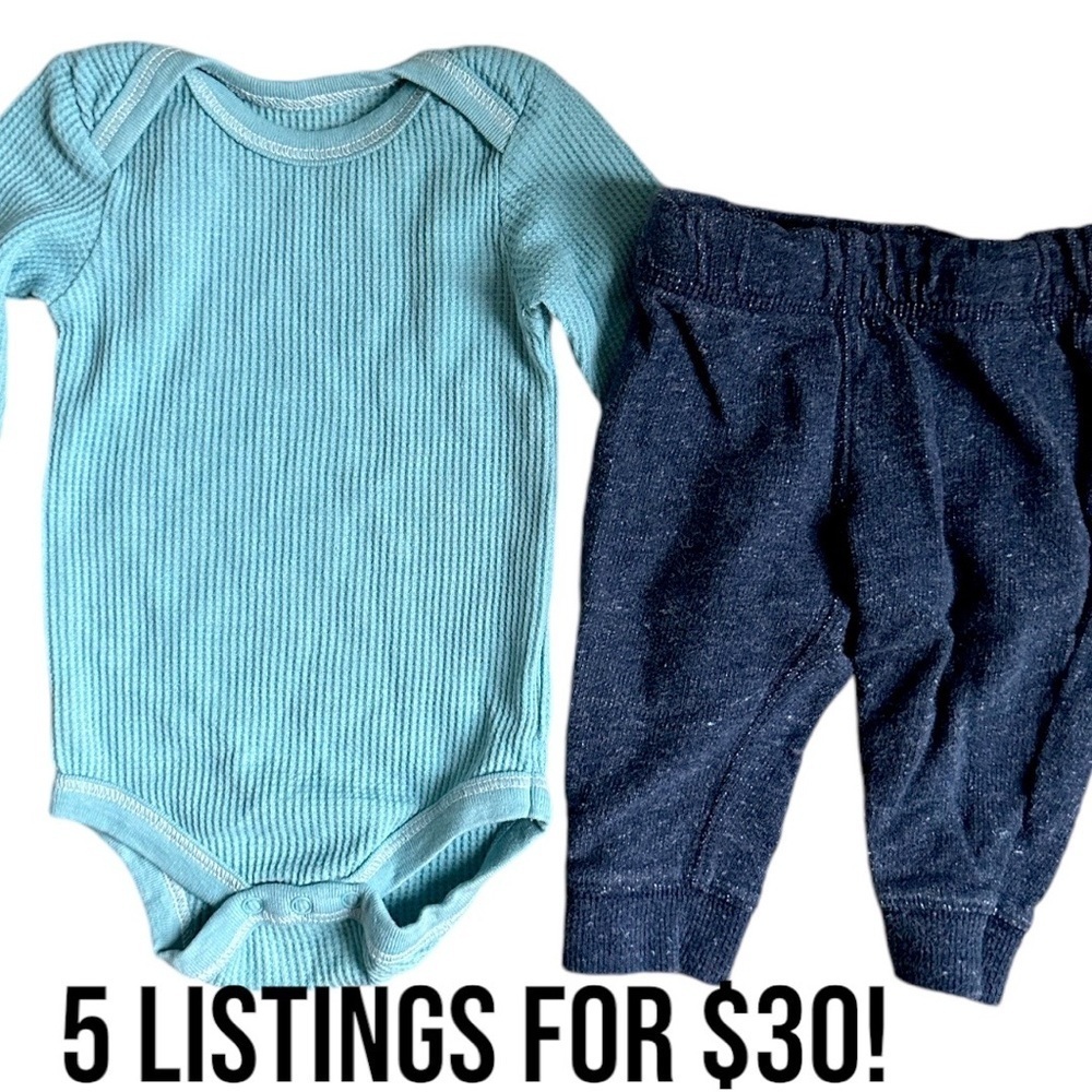 Chick Pea Ribbed Long Sleeve & Carter’s Jogger Sweatpants 3-6M Baby Boy